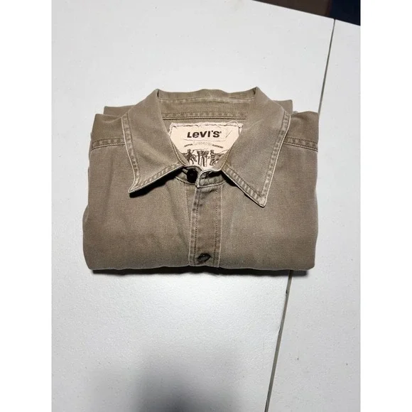 Levi's Copper Clothing Button Down Shirt Jacket Mens Medium Tan Cotton - Picture 12 of 13